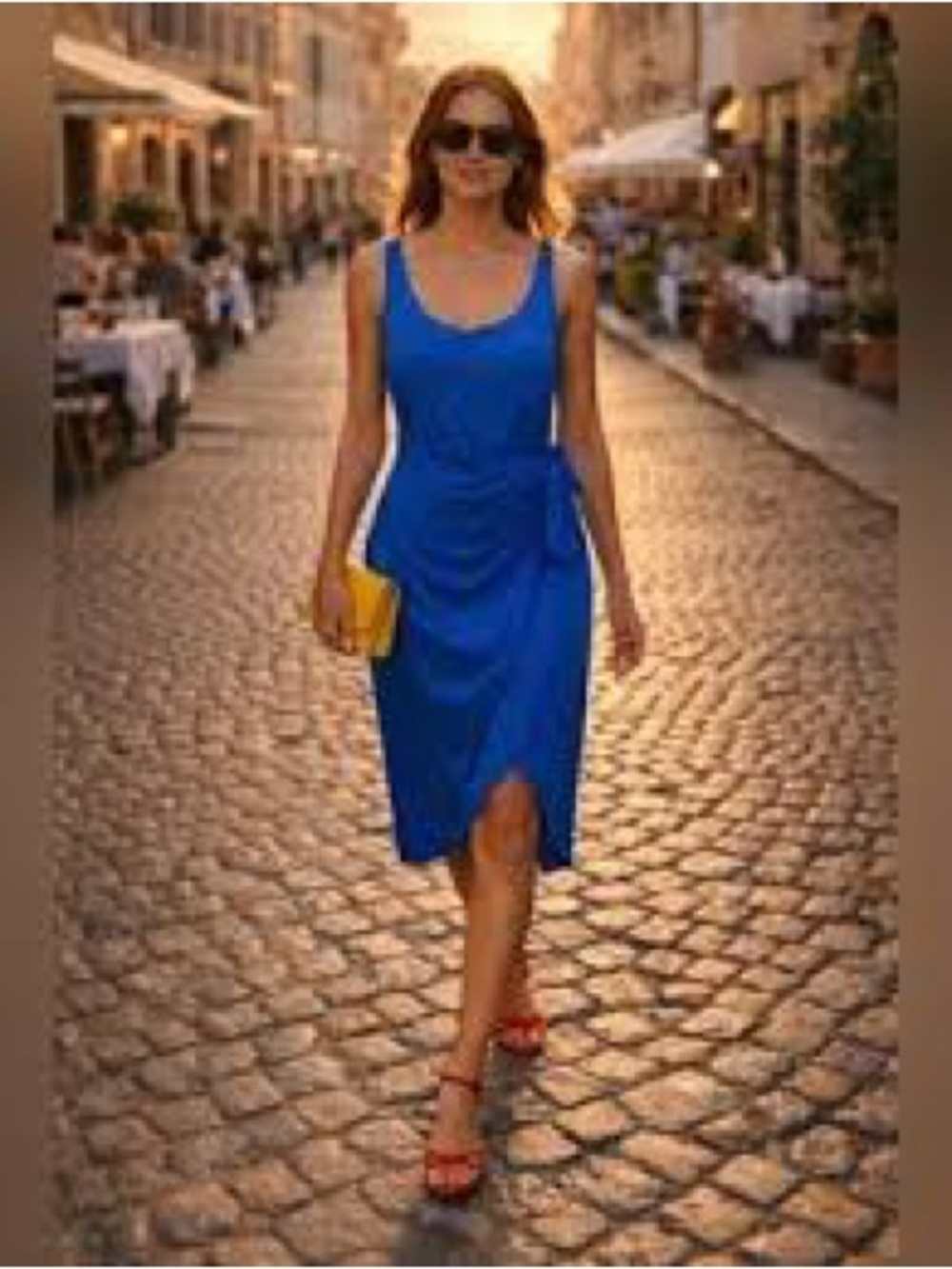 Express Royal Blue Scoop Neck Midi Dress
